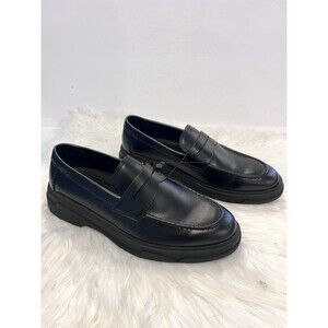 Zara Men Penny Loafers Shoes Size US 10 EUR 43 Black Leather Slip-On Casual